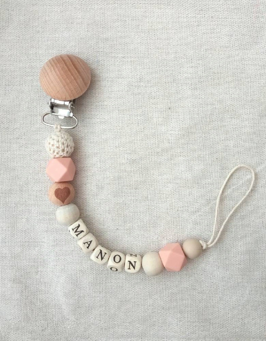 Attache tétine personnalisé rose